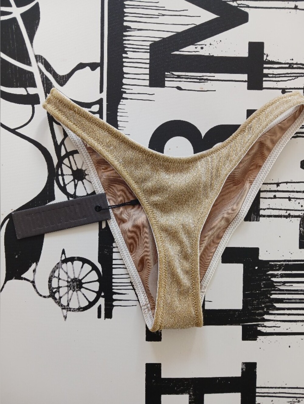 NWT Traiangl Gold Shimmering Swimwear Bikini Bottom Size M